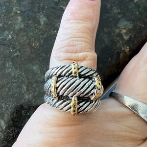 Silver and gold ring.